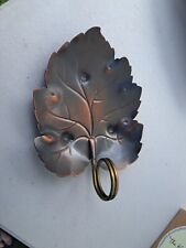 VTG Coopercraft Guild Grape Leaf Shaped Candy/Trinkets Metal w/ Brass Handle picture