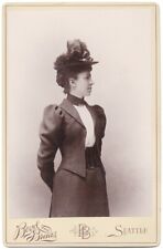 c. 1890 Fashionable Woman in Profile Cabinet Card Photo ~ Boyd & Braas, Seattle picture