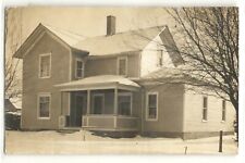 1909 two-story house in snow, Freeport, Michigan photo postcard RPPC @ picture