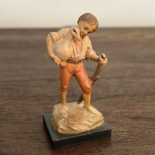 ANRI Italian Hand Carved Wooden Statue Boy W/ Goose 2.5” Detailed picture