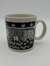 Vintage Taylor & Ng Black Cream Elephants Squash Pumpkins 1978 Coffee Mug Cup picture