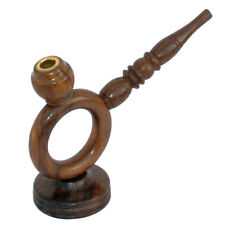 Handmade Wooden House Sparrow Tobacco Pipe, Medium Cherry Finish, Brass Filter picture