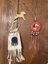 Authentic Vintage Native American Lakota Indian Beaded Suede Leather Pouch Items picture