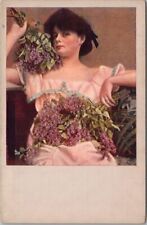 c1910s Artist-Signed Pretty Lady Postcard 