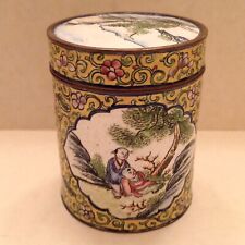 Antique Chinese Export Painted Enamel Cylindrical Box - Early China Republic cd picture