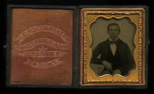 1857-58 Ambrotype Young Man by I.A. Branshaw, Troy, NY in Schoonmaker Case, 9th picture