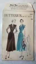 Vintage Butterick Pattern 40’s Sz 12 30 COMPLETE 5082 Cape Collar V Neck Dress picture