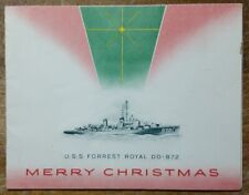 c1940s U.S.S. Forrest Royal Holiday Season Merry Christmas Greeting Card DD-872  picture