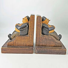 Vintage Rare The Colony Shop St. Louis carved wood Bookends Switzerland picture