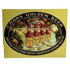 Metal Tin Beer Sign Coors Golden Beer Advertising  12.5x16 Bar Man Cave Decor picture