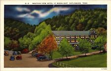 Mountain View Hotel Moonlight Gatlinburg TN Tennessee Linen Postcard UNP VTG picture