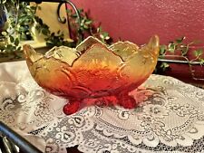 Jeanette Glass Lombardi Amberina Footed Bowl Vintage picture
