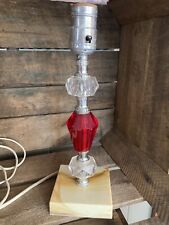 Vintage underwriters laboratories portable Table lamp Red Faux  Marble Base picture