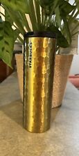 Starbucks Stainless Steel Tumbler 16 Oz  Hammered Gold 2012 w/ Flip Cap picture