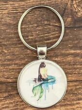 Key Chain Zipper Pull Backpack Watercolor Mermaid Ocean Siren Tail Scale RTS picture