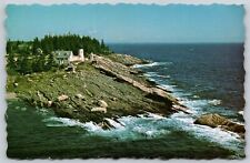 Postcard Air View of Pemaquid Point Lighthouse, Maine scalloped edge N115 picture