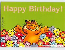 Postcard Happy Birthday with Garfield Flowers Comic Art Print picture