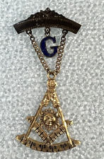 Vintage 10k Gold Freemason Masonic Past Master Pin, Sun and Compass - 4.9g picture