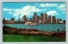 Saint Claire Steamer Ferry Detroit River Civic Center, Michigan Vintage Postcard picture