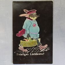 EASTER Rabbit conductor Porter railway EXPRESS 210. Vintage postcard 1920s🥚🐇 picture