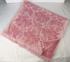 Vintage Callaway Floral Cut Away Pink Bath Towel 60s 70s Made in USA picture