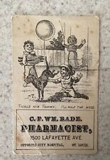 Victorian Trade Card C.F. Am Bade Pharmacist St Louis Ill Funny Boys Tickle Dog picture