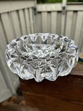 Vintage Cut Glass Ashtray Lead Crystal Heavy Clear Cigar Cigarette Round Star picture