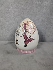 Vtg Holly Hobby Egg Shaped Ceramic Lantern Dan Dee Kitty Cat Bird picture
