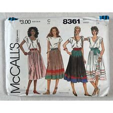 8361 McCalls Sewing Pattern Vintage 80s Peasant Boho Skirt Size 8 picture