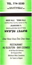 St-Hyacinthe Canada Restaurant Au Glouton Bar Cosmos Vintage Matchbook Cover picture