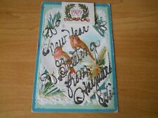 1909 Antique Embossed Happy New Year Postcard with 12 Month Calendar Attached picture