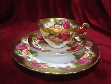 ROYAL CHELSEA Vintage 1930 1940s Golden Rose Teacup, Saucer & Dessert Plate 8” picture