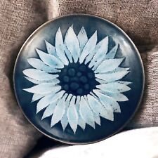 Vintage Bovano of Cheshire Painted Enamel On Copper Blue Flower 6