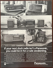 1985 Panasonic Vintage Print Ad Radio Alarm Clock Telephone Electronics Ad picture