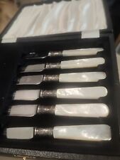   William Adams Sheffield England Mother of Pearl  Sterling Fruit Knife Set picture