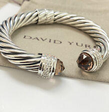DAVID YURMAN 10MM Morganite & Diamond Sterling Silver Cable Bracelet HALO Large picture