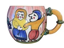 Vintage F. S. Italy Folk Dance Barrel Style Italian Art Pottery Mug Numbered picture