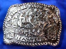 VINTAGE BELT BUCKLE Hesston National Finals Rodeo 1985 picture