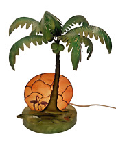 Nature's Factory Light Metal Palm Tree Lamp Sunset Alligator Flamingo Coconuts picture