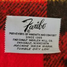 Vtg Faribo Red Plaid Woven  Fringe  Stadium Blanket 52 x 55 Excellent Condition  picture