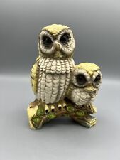 Vintage Ceramic Momma Owl & Baby Owlet on a Log, 6