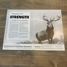 1957 Hartford Insurance Vintage Print Ad Hart Buck Stag Deer Connecticut CT 2 Pg picture