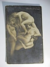 Very Rare Vintage Metamorphic Fantasy Nude Women Chexchez le diveux Paris c1910  picture