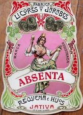 Absinthe, 1900 Original Bottle Label, Art Nouveau, Requena y Hijos, Jativa picture