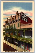 Postcard New Orleans LA c1940s Antoines Restaurant 713 St. Louis St Advert Linen picture