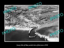 OLD 6 X 4 HISTORIC PHOTO OF LAXEY ISLE OF MAN AERIAL VIEW OF THE TOWN c1950 picture