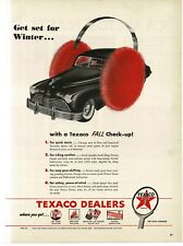 1946 Texaco Get Fall Check-Up car wearing red ear muffs Vintage Print Ad picture