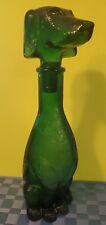 Vintage Empoli Dachshund Dog Decanter, MCM Italian Green Glass Bottle 1960s picture