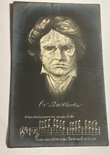 BEETHOVEN Fantasy Head Musical Quote c 1900  antique POSTCARD 21/11 picture
