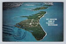 Key Biscayne FL- Florida, Aerial Of Town Area, Antique, Vintage c1975 Postcard picture